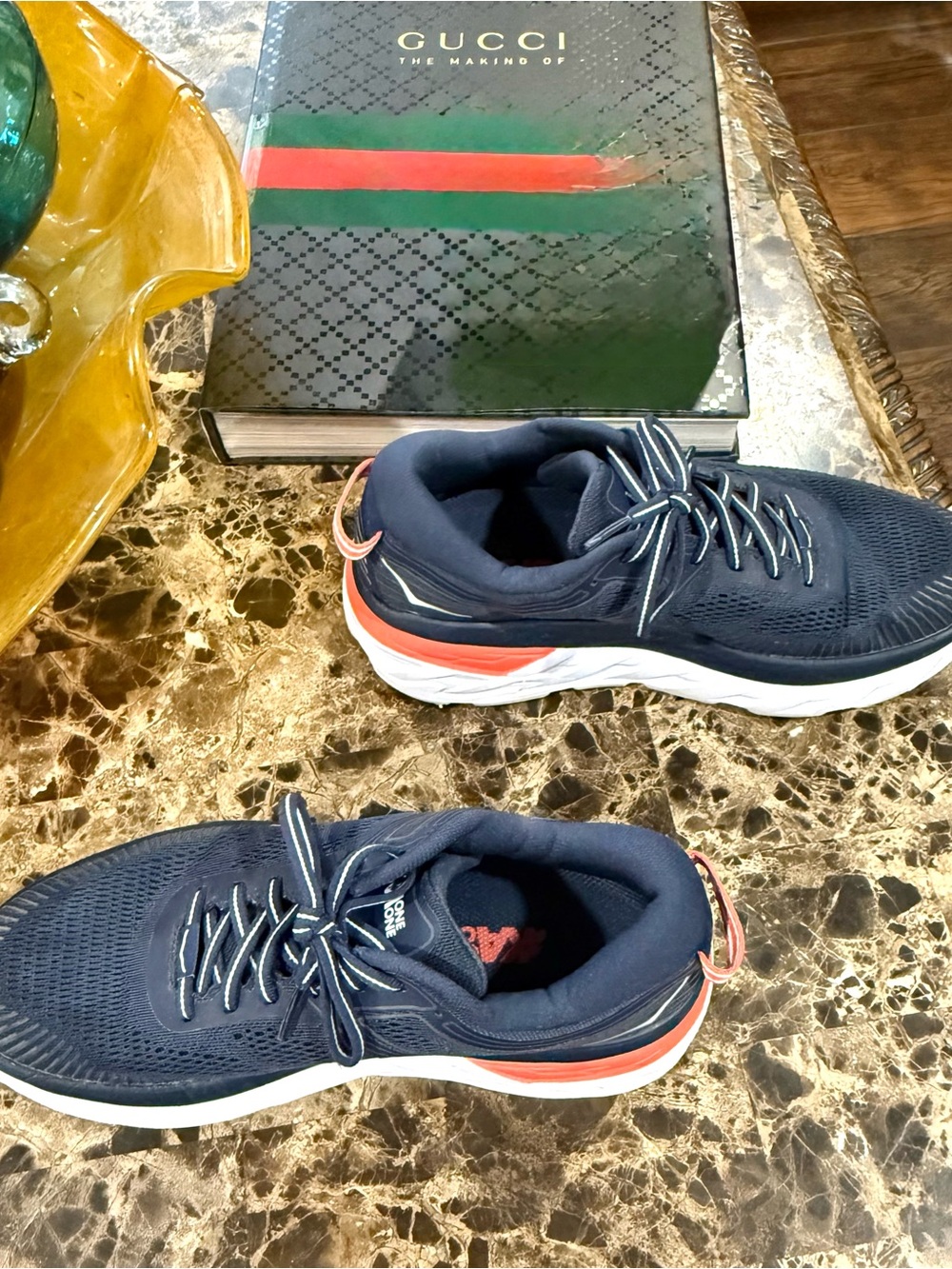 HOKA ONE ONE Bondi 7 Women’s Running Sneakers Navy/Coral Size 8 - Picture 3 of 8